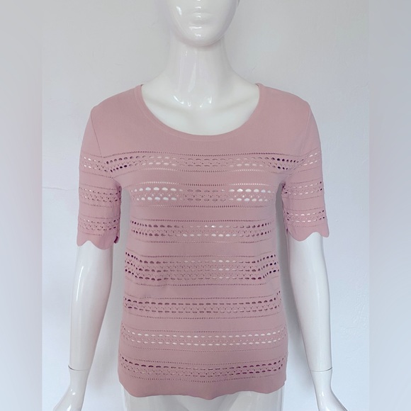 CHLOE BEIGE ROSE BLUSH PINK KNIT TOP SHIRT SIZE XS - Picture 2 of 10